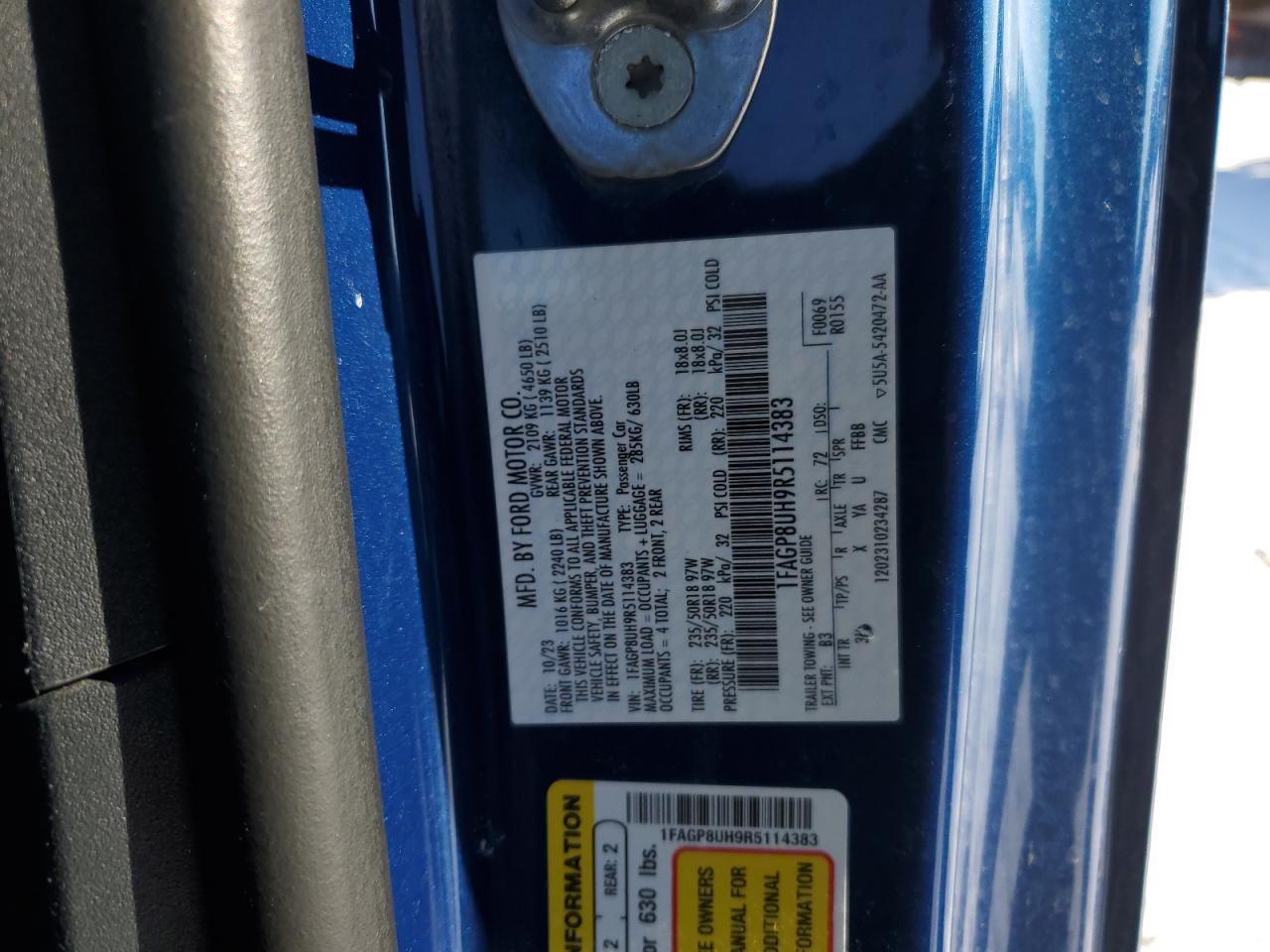 2024 FORD MUSTANG  VIN:1FAGP8UH9R5114383
