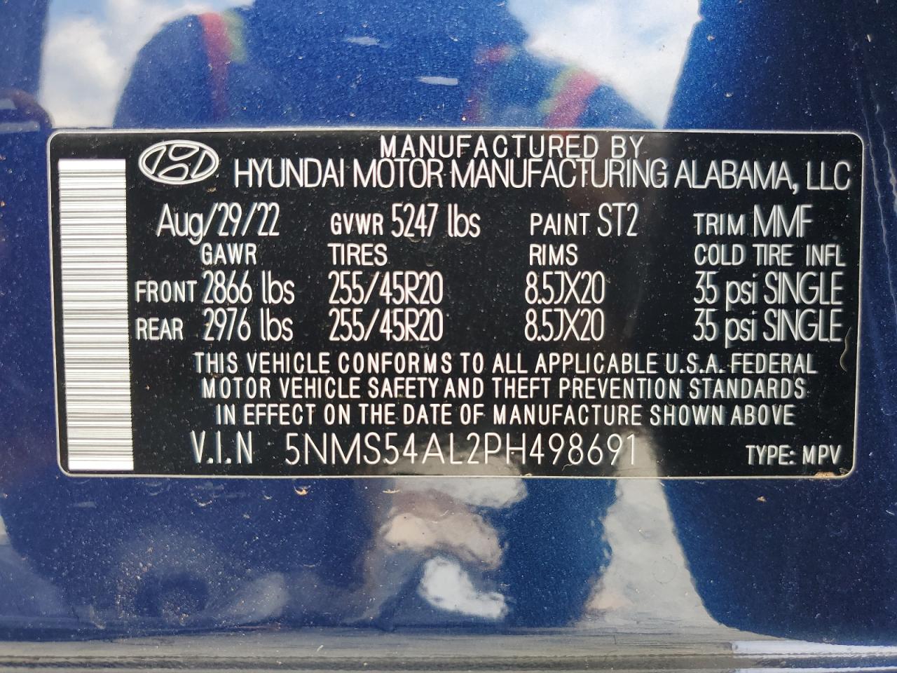 2023 HYUNDAI SANTA FE CALLIGRAPHY VIN:5NMS54AL2PH498691