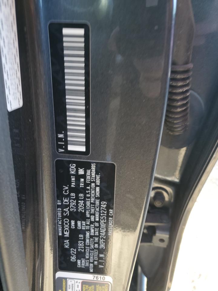 2023 KIA FORTE LX VIN:3KPF24ADXPE512749