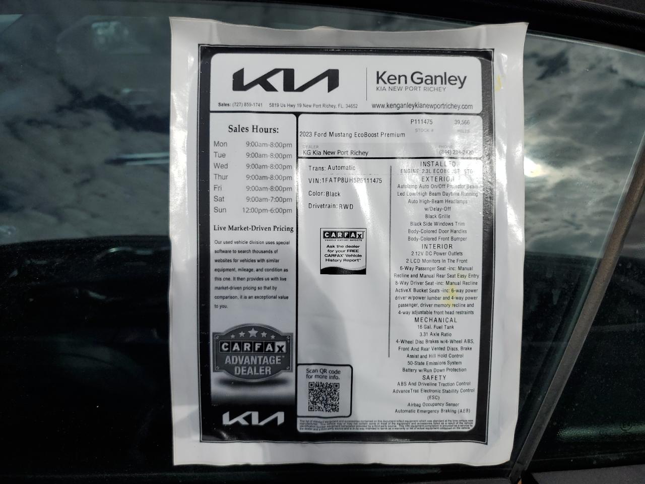 2023 FORD MUSTANG  VIN:1FATP8UH5P5111475