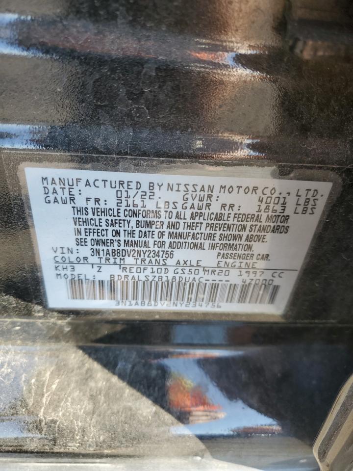 2022 NISSAN SENTRA SR VIN:3N1AB8DV2NY234756