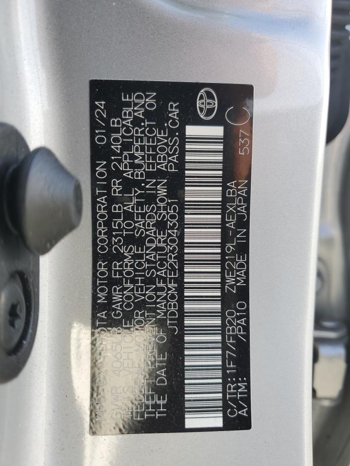 2024 TOYOTA COROLLA LE VIN:JTDBCMFE2R3043051