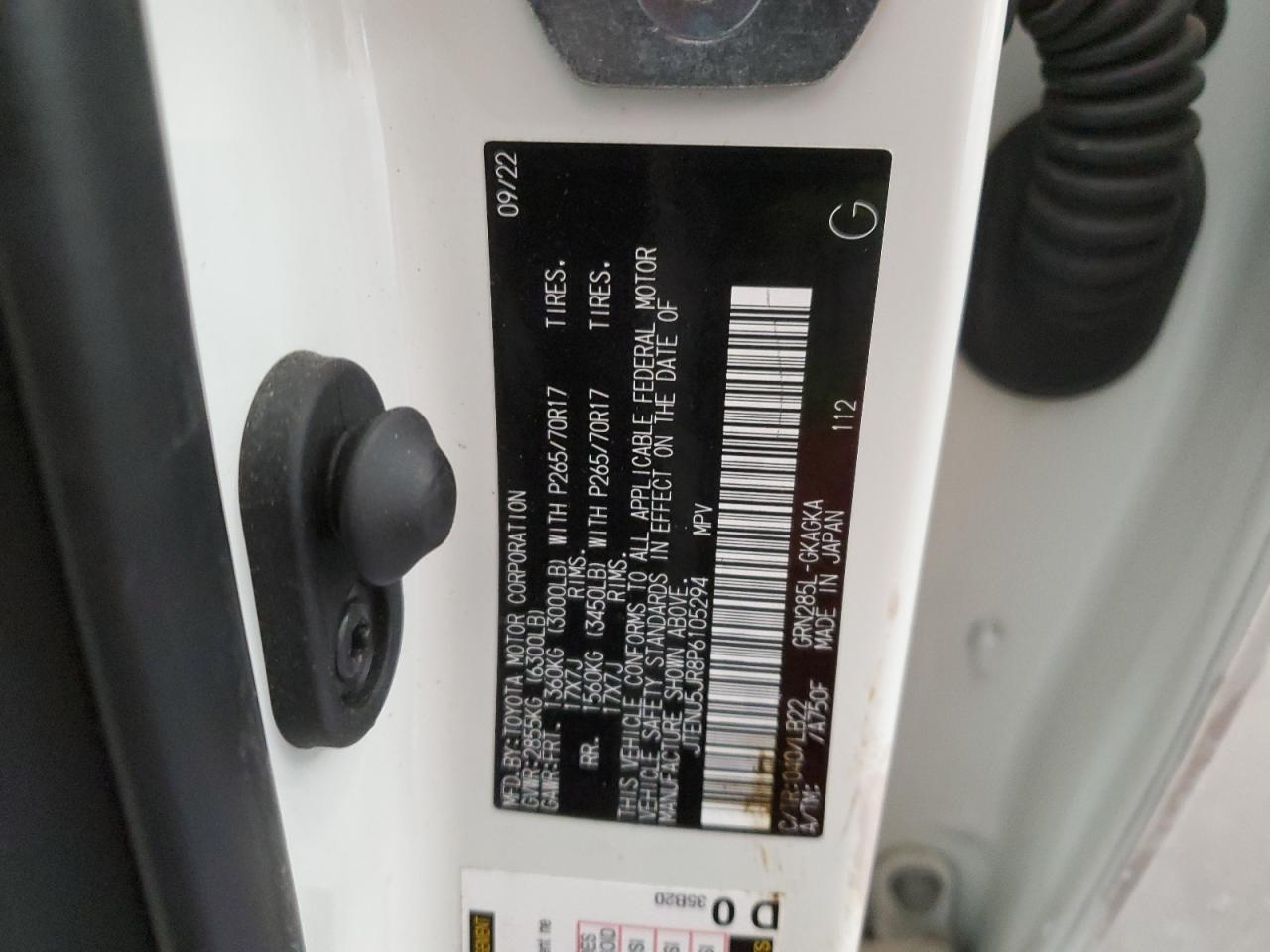 2023 TOYOTA 4RUNNER SE VIN:JTENU5JR8P6105294
