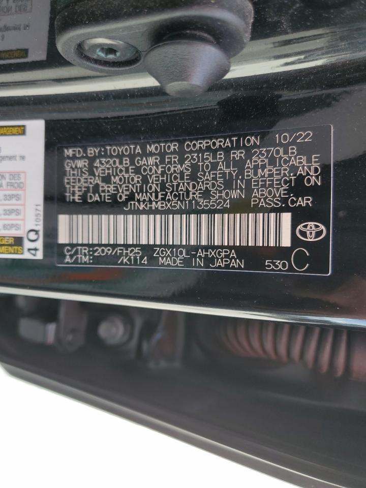 2022 TOYOTA C-HR XLE VIN:JTNKHMBX5N1135524