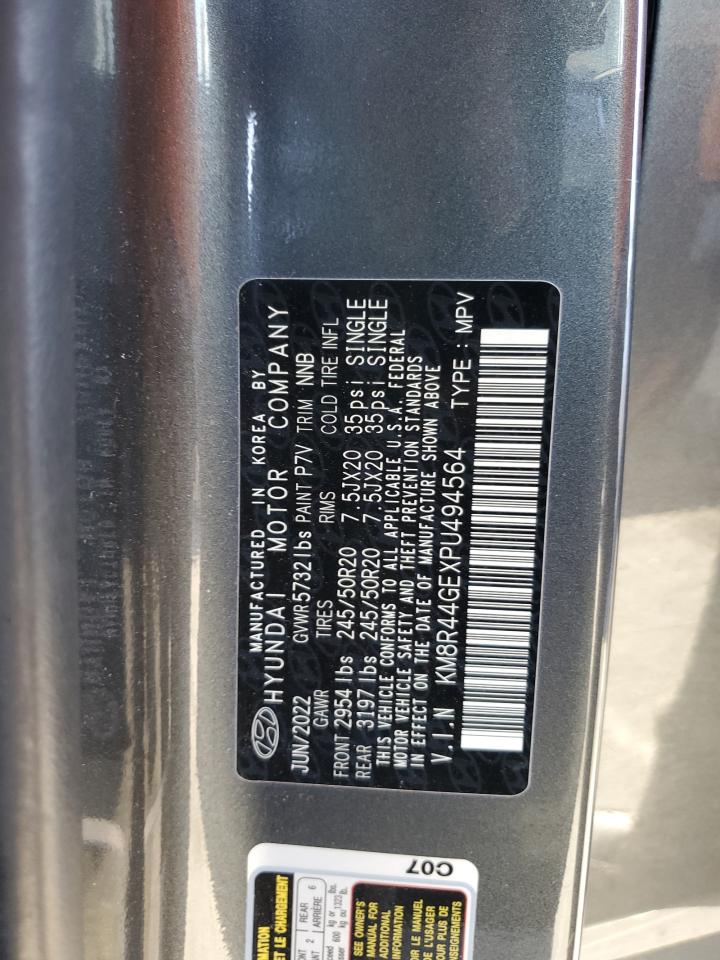 2023 HYUNDAI PALISADE SEL PREMIUM VIN:KM8R44GEXPU494564