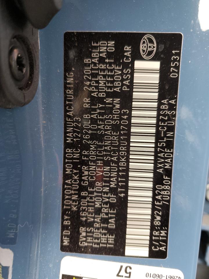 2024 TOYOTA CAMRY SE NIGHT SHADE VIN:4T1T11BK9RU117043