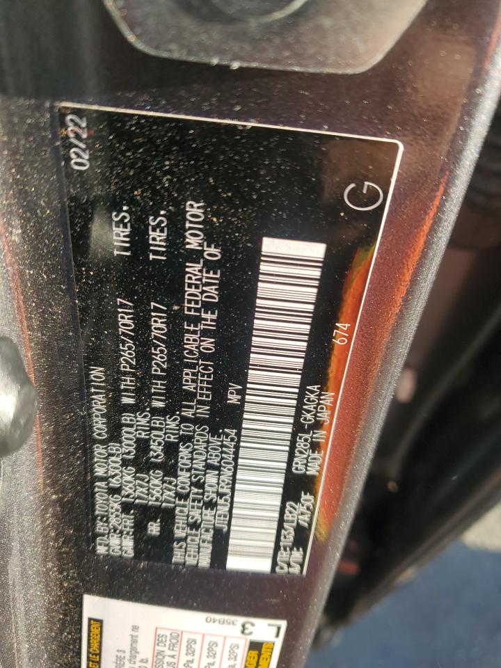 2022 TOYOTA 4RUNNER SR5/SR5 PREMIUM VIN:JTENU5JR9N6044454