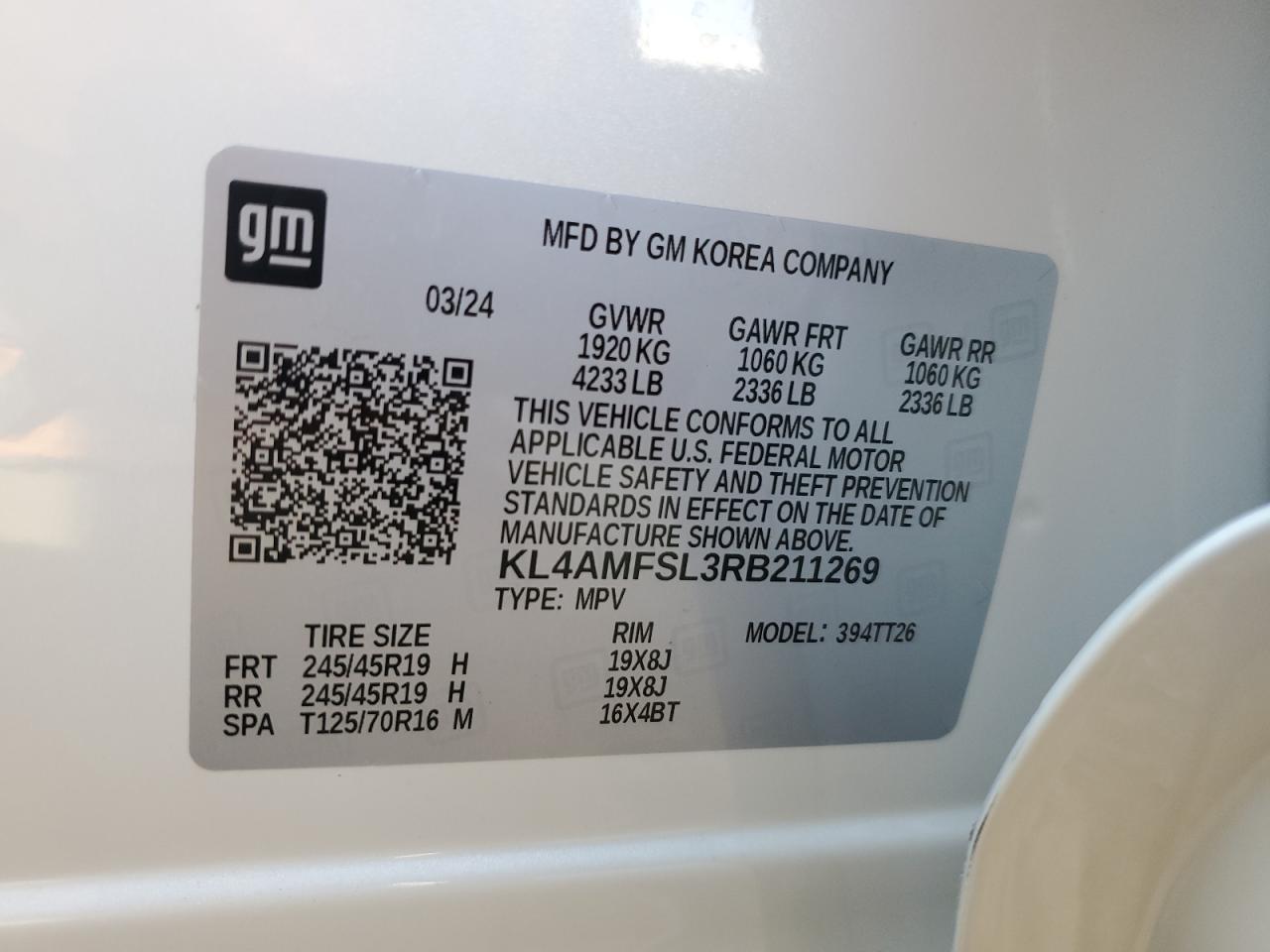 2024 BUICK ENCORE GX AVENIR VIN:KL4AMFSL3RB211269