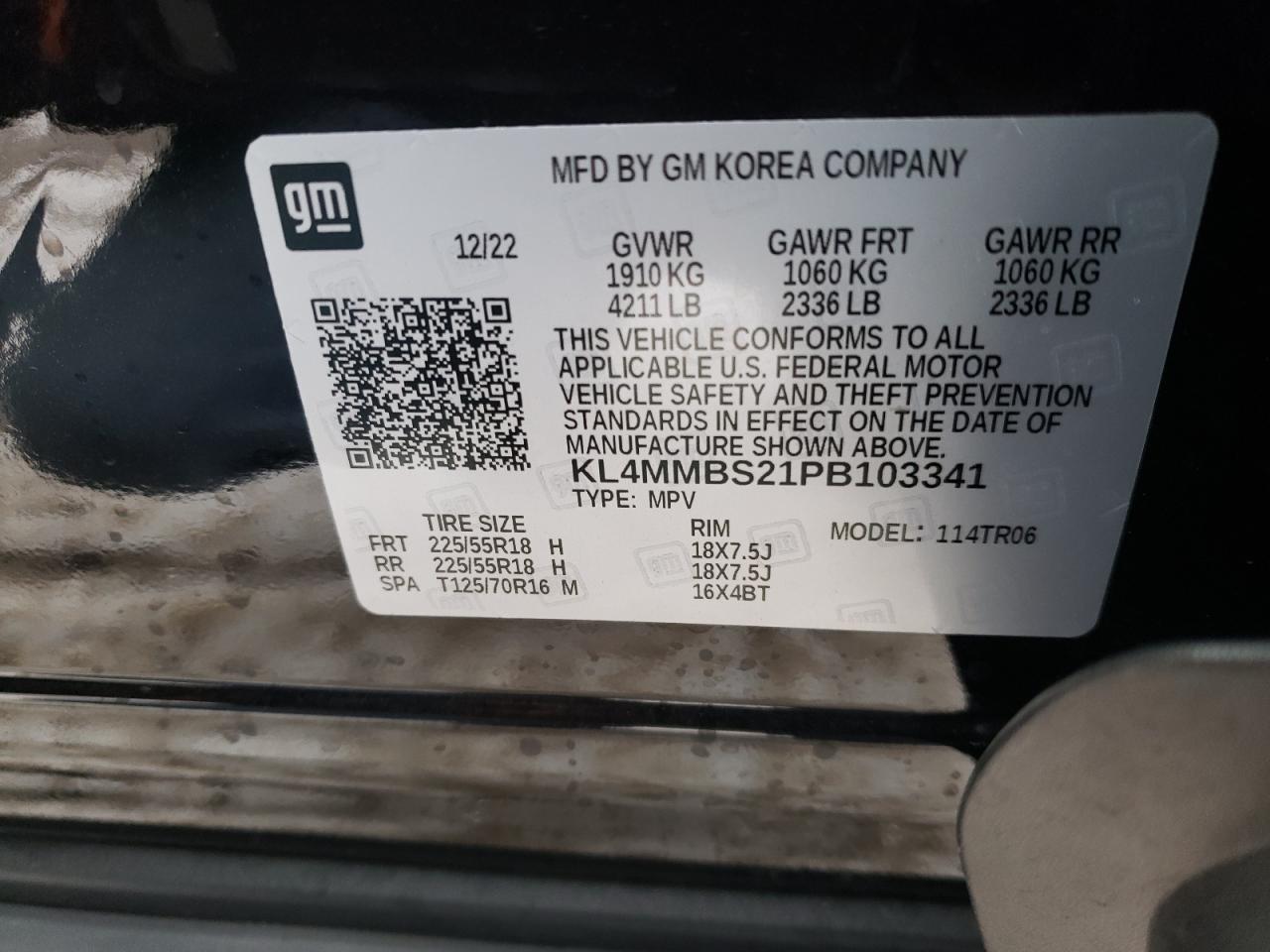 2023 BUICK ENCORE GX PREFERRED VIN:KL4MMBS21PB103341