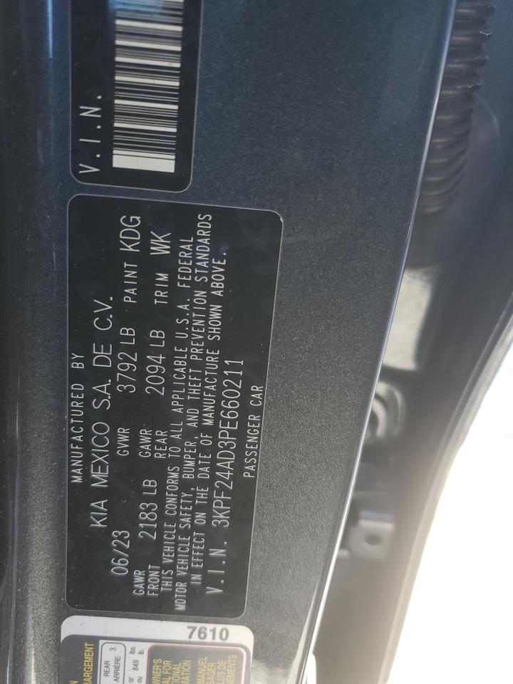 2023 KIA FORTE LX VIN:3KPF24AD3PE660211