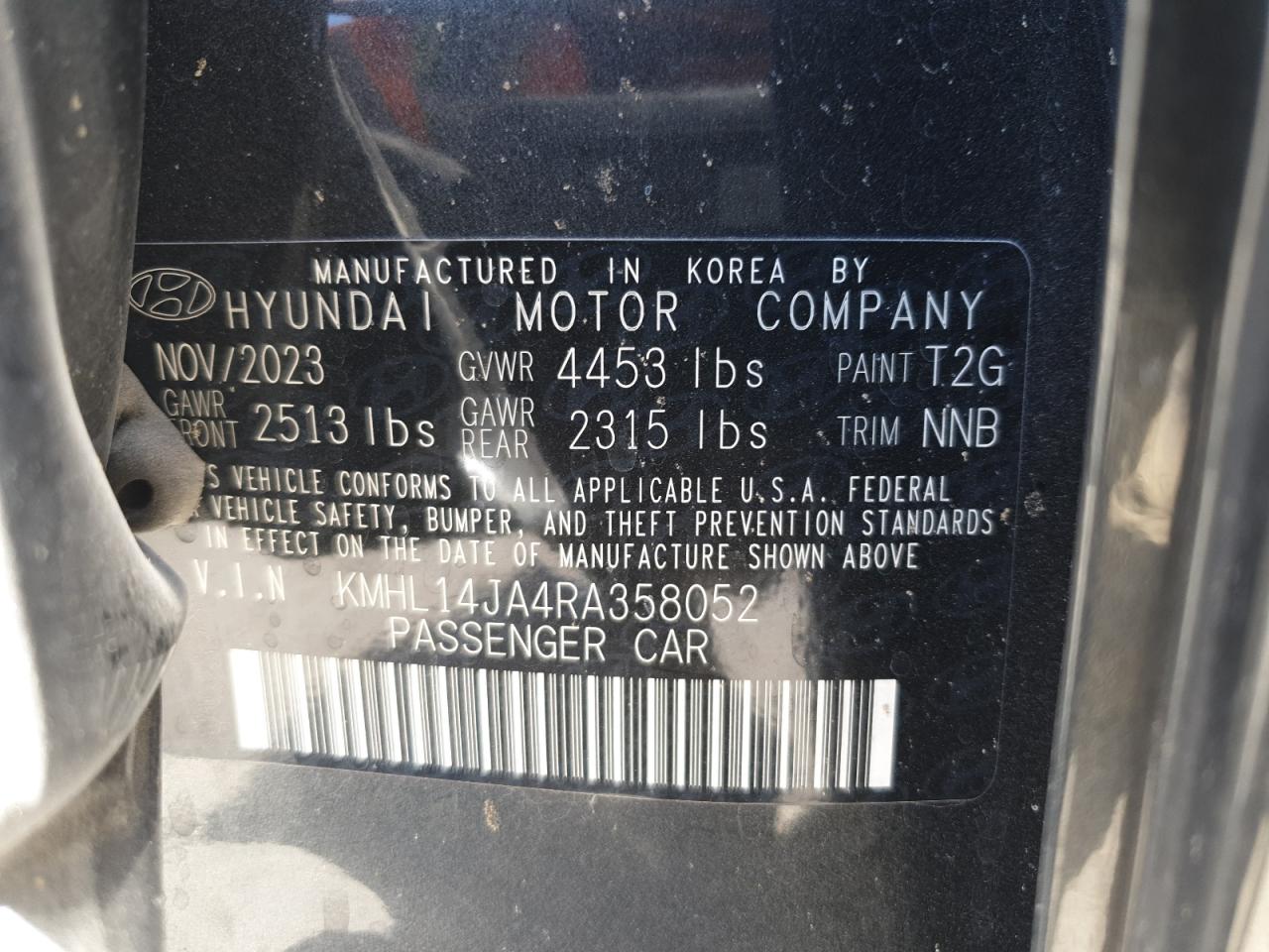 2024 HYUNDAI SONATA SEL VIN:KMHL14JA4RA358052