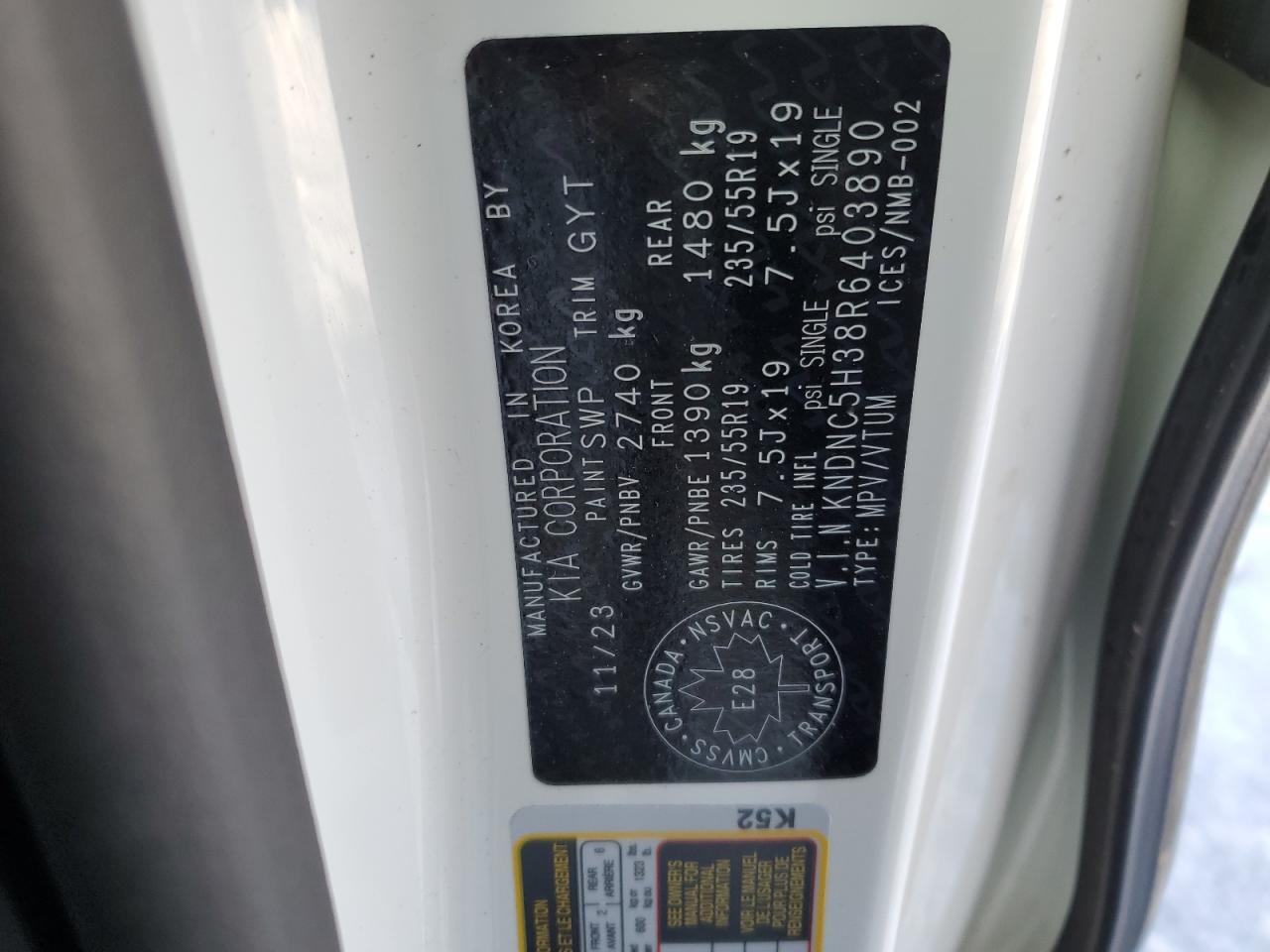 2024 KIA CARNIVAL EX VIN:KNDNC5H38R6403890