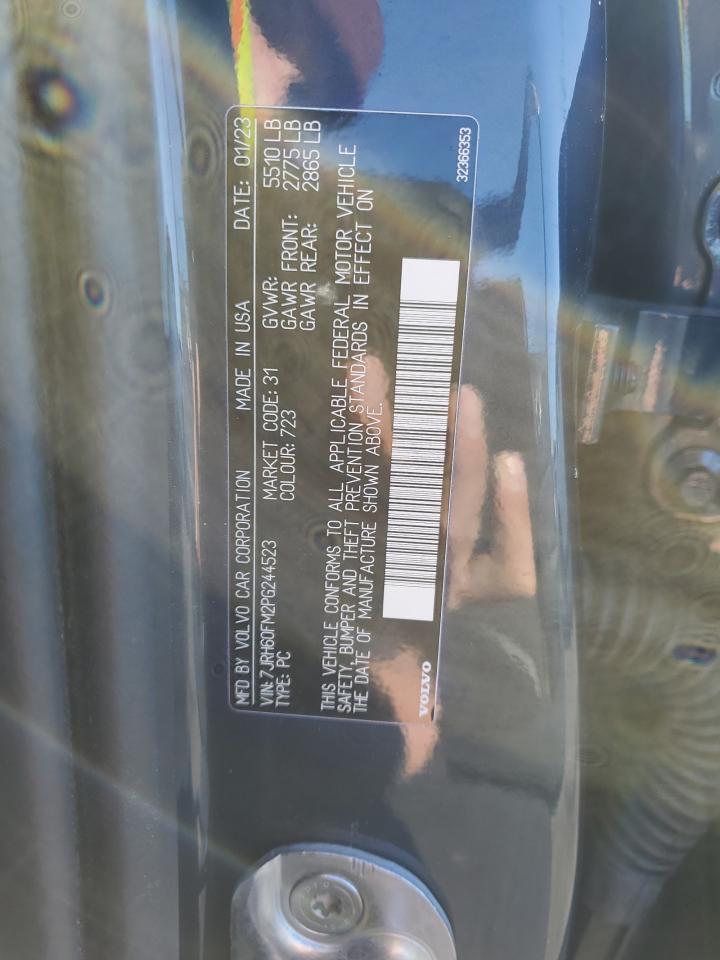 2023 VOLVO S60 ULTIMATE VIN:7JRH60FM2PG244523