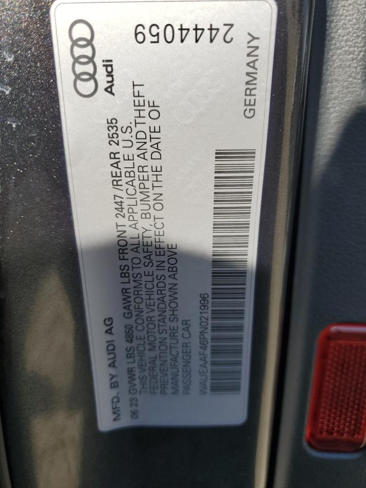 2023 AUDI A4 PREMIUM PLUS 45 VIN:WAUEAAF46PN021996