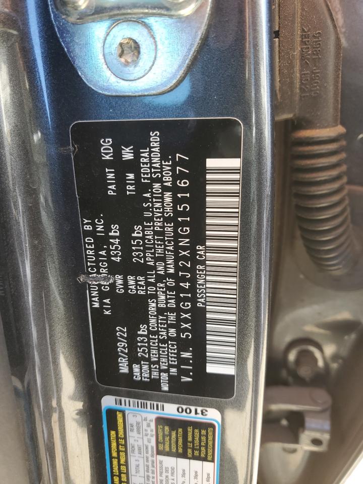 2022 KIA K5 LXS VIN:5XXG14J2XNG151677