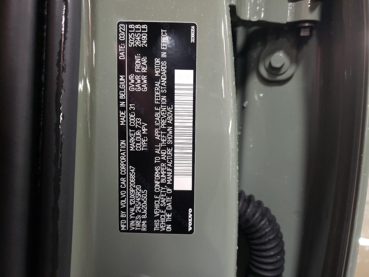 2023 VOLVO XC40 ULTIMATE VIN:YV4L12UX9P2068547