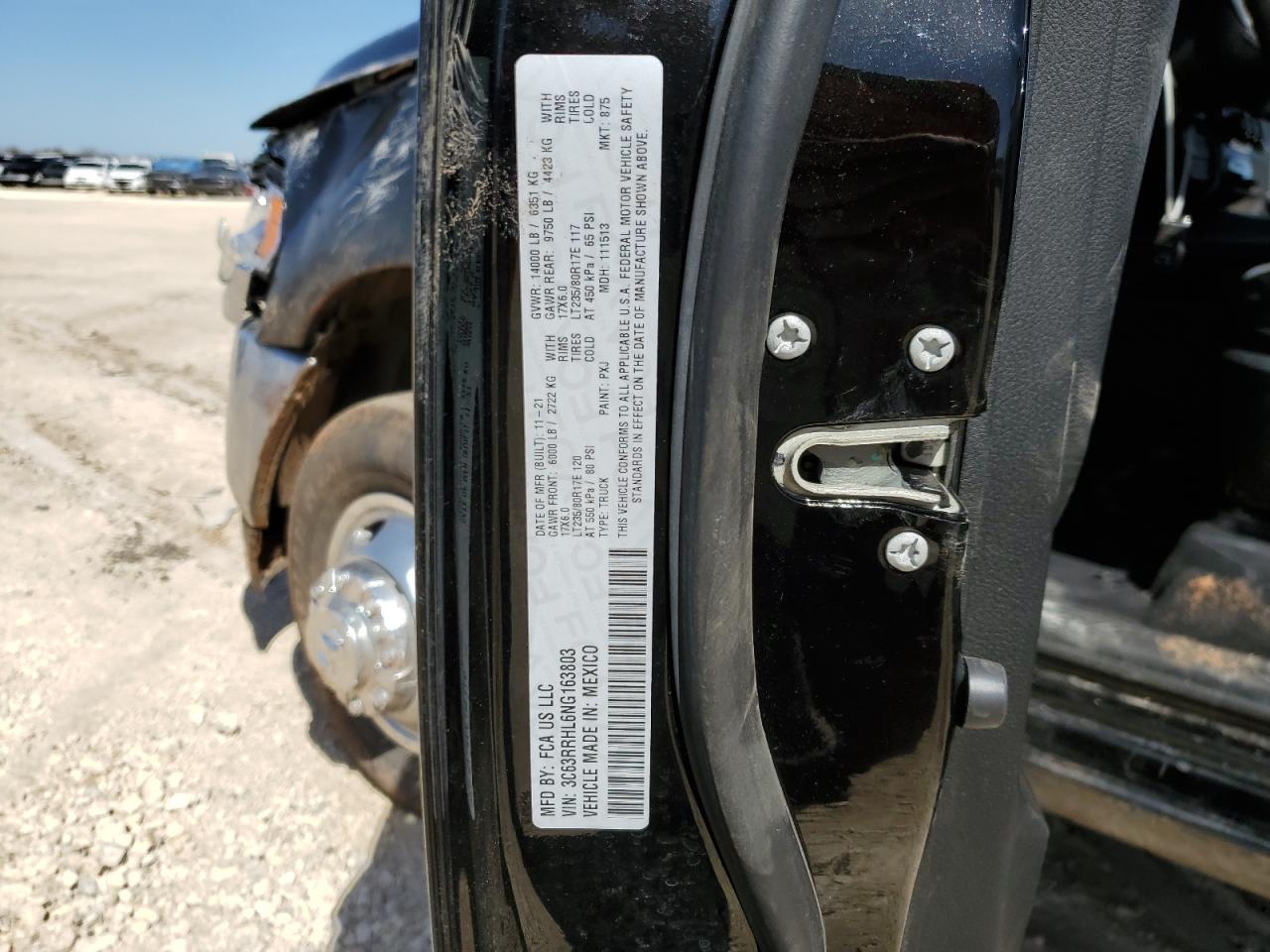 2022 RAM 3500 BIG HORN/LONE STAR VIN:3C63RRHL6NG163803