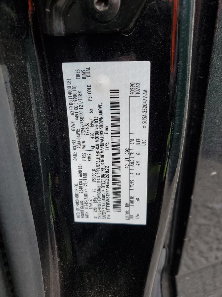 2022 FORD F350 SUPER DUTY VIN:1FT8W3DT1NED28822