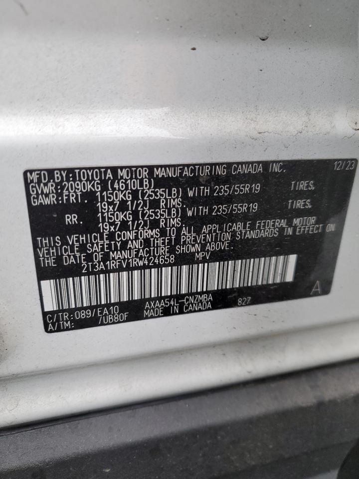 2024 TOYOTA RAV4 XLE PREMIUM VIN:2T3A1RFV1RW424658