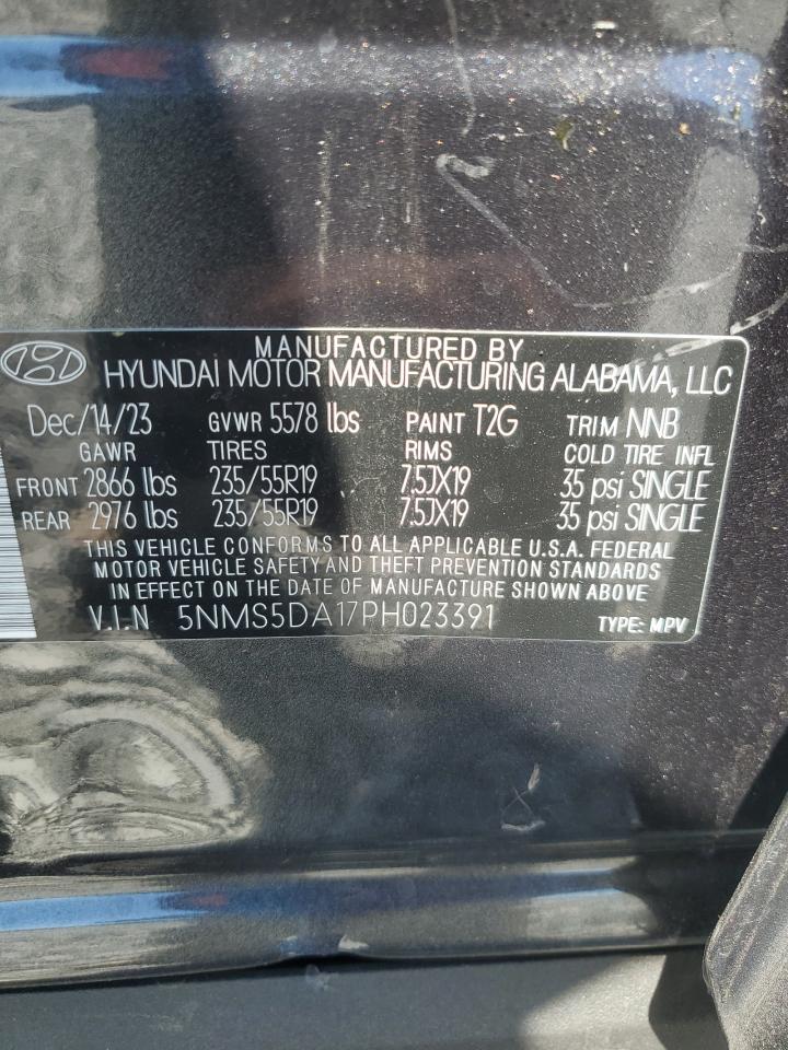 2023 HYUNDAI SANTA FE LIMITED VIN:5NMS5DA17PH023391