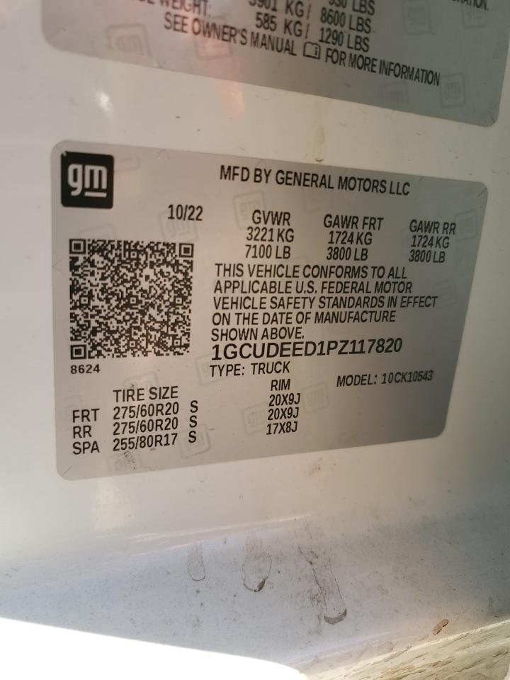 2023 CHEVROLET SILVERADO K1500 RST VIN:1GCUDEED1PZ117820