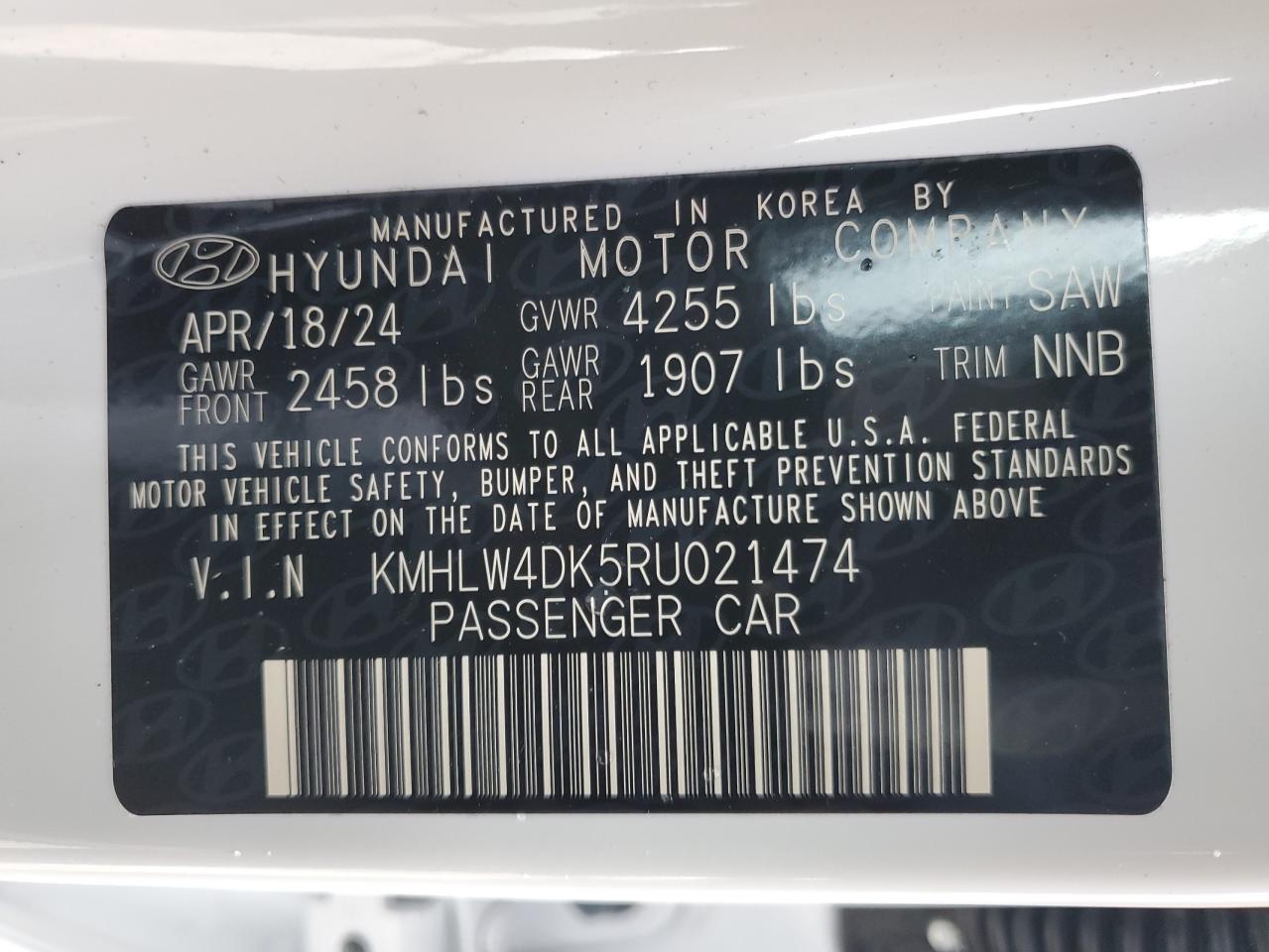 2024 HYUNDAI ELANTRA N  VIN:KMHLW4DK5RU021474