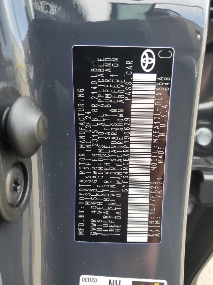 2024 TOYOTA COROLLA SE VIN:5YFS4MCEXRP190629