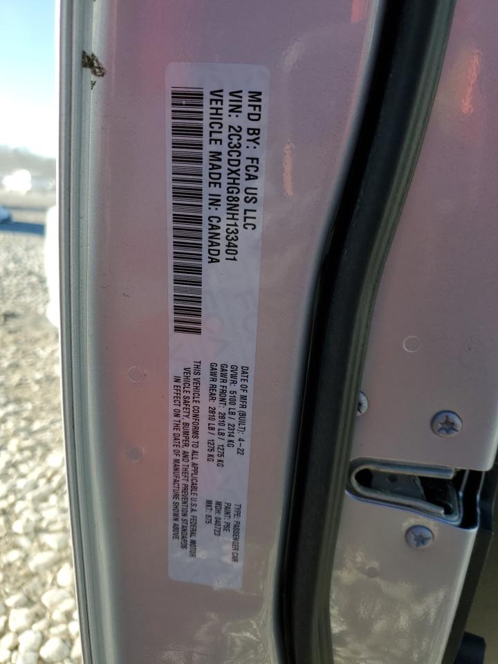 2022 DODGE CHARGER GT VIN:2C3CDXHG8NH133401