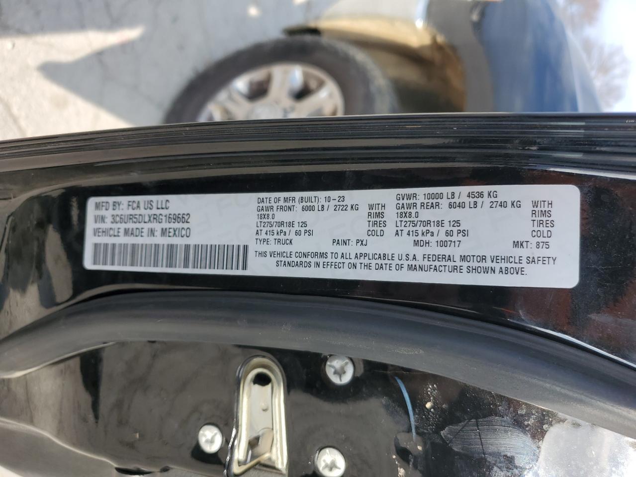 2024 RAM 2500 BIG HORN VIN:3C6UR5DLXRG169662