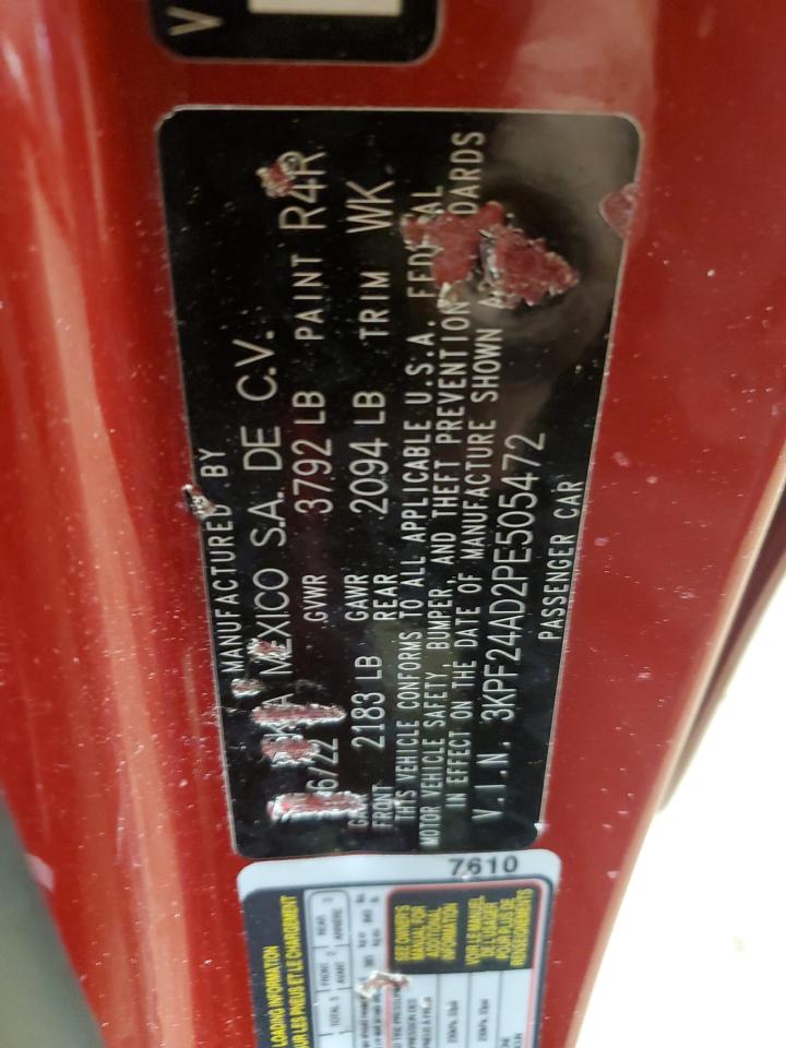 2023 KIA FORTE LX VIN:3KPF24AD2PE505472