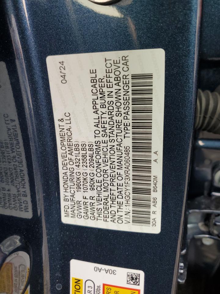 2024 HONDA ACCORD EX VIN:1HGCY1F3XRA060485