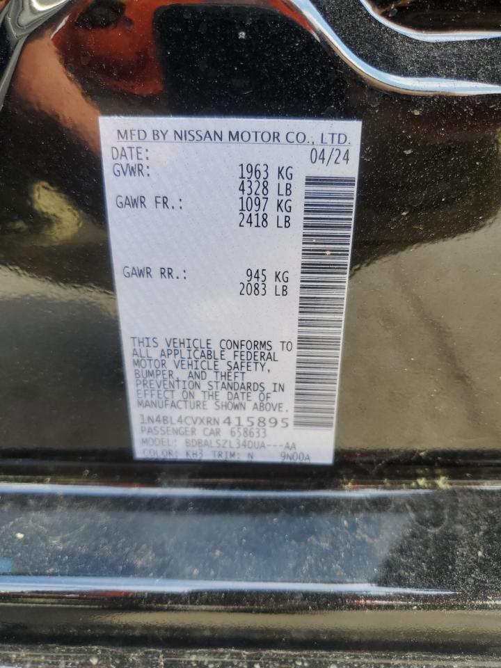 2024 NISSAN ALTIMA SR VIN:1N4BL4CVXRN415895