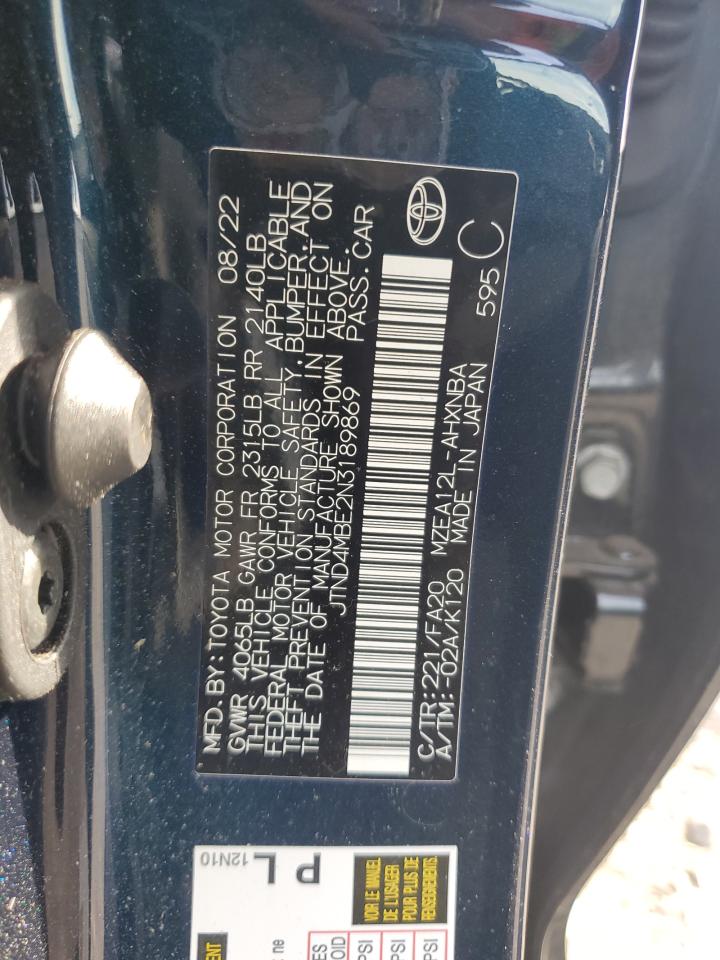 2022 TOYOTA COROLLA SE VIN:JTND4MBE2N3189869