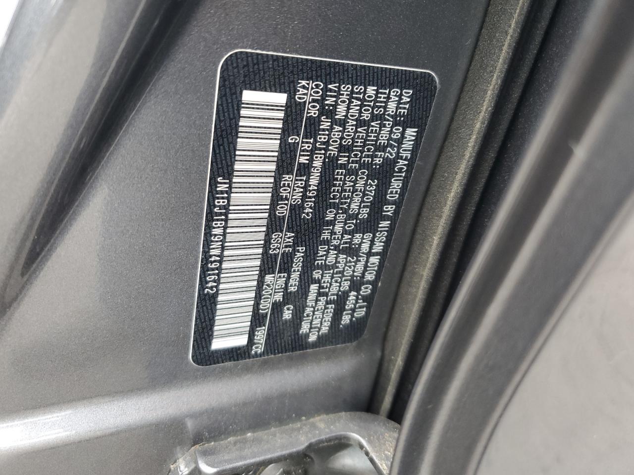 2022 NISSAN ROGUE SPORT SV VIN:JN1BJ1BW9NW491642