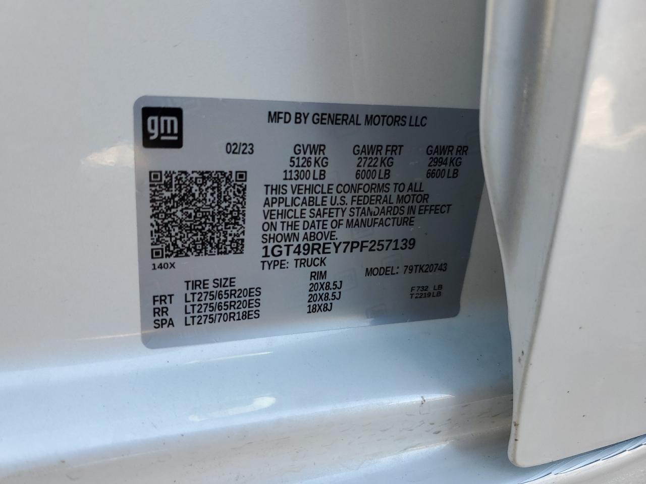 2023 GMC SIERRA K2500 DENALI VIN:1GT49REY7PF257139