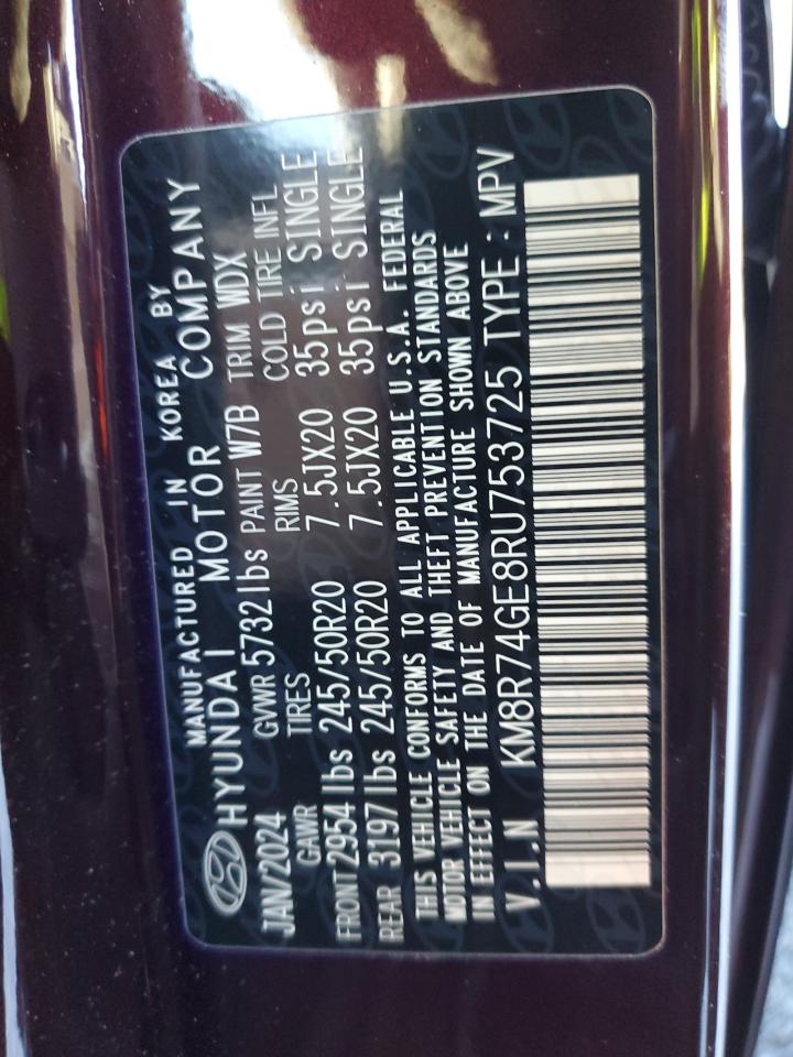 2024 HYUNDAI PALISADE CALLIGRAPHY VIN:KM8R74GE8RU753725