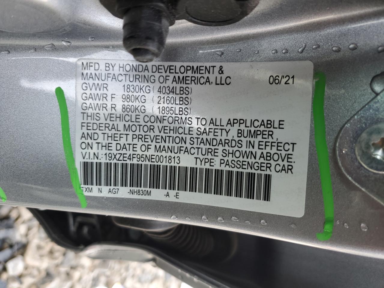 2022 HONDA INSIGHT TOURING VIN:19XZE4F95NE001813