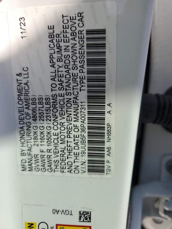 2023 ACURA TLX  VIN:19UUB5F36PA007311