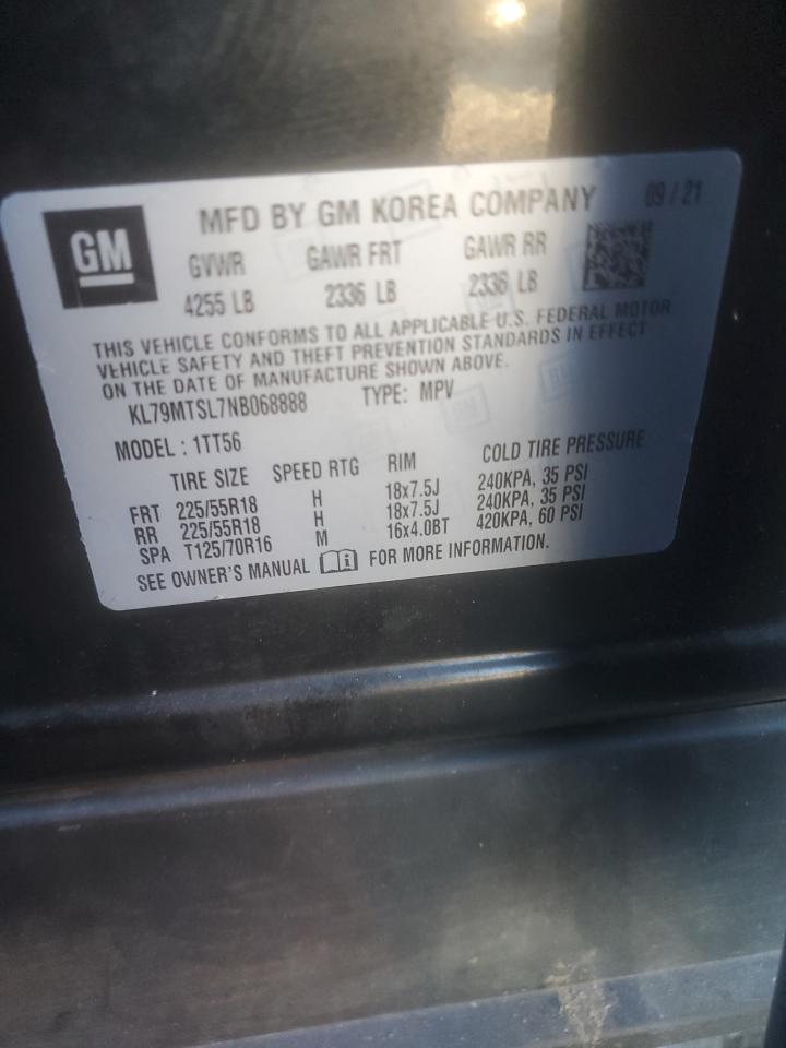 2022 CHEVROLET TRAILBLAZER RS VIN:KL79MTSL7NB068888