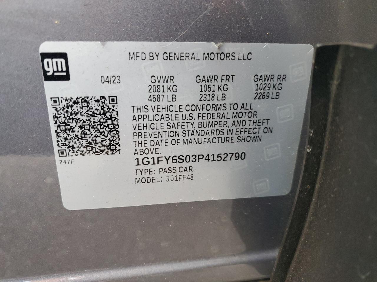 2023 CHEVROLET BOLT EUV LT VIN:1G1FY6S03P4152790