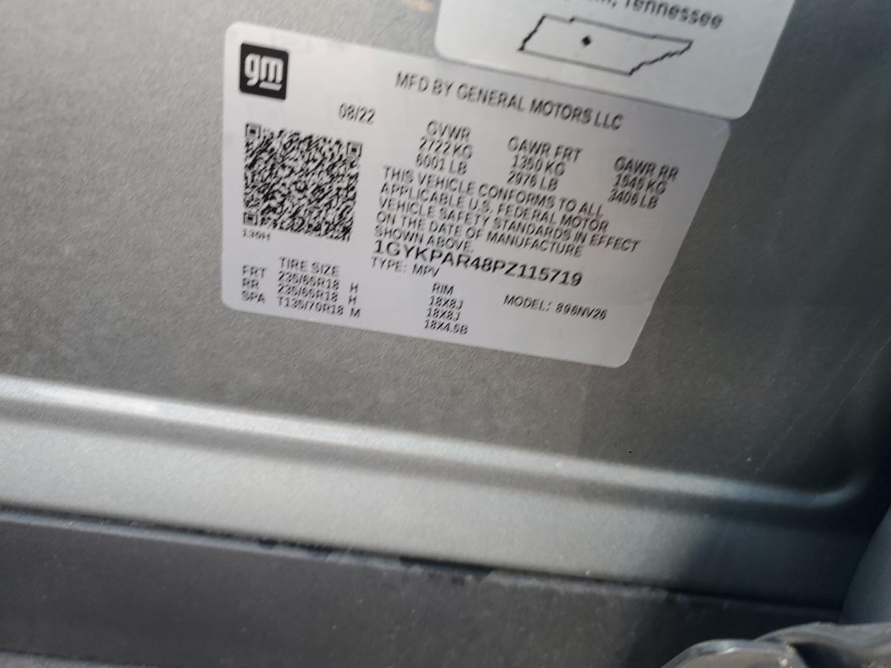 2023 CADILLAC XT6 LUXURY VIN:1GYKPAR48PZ115719