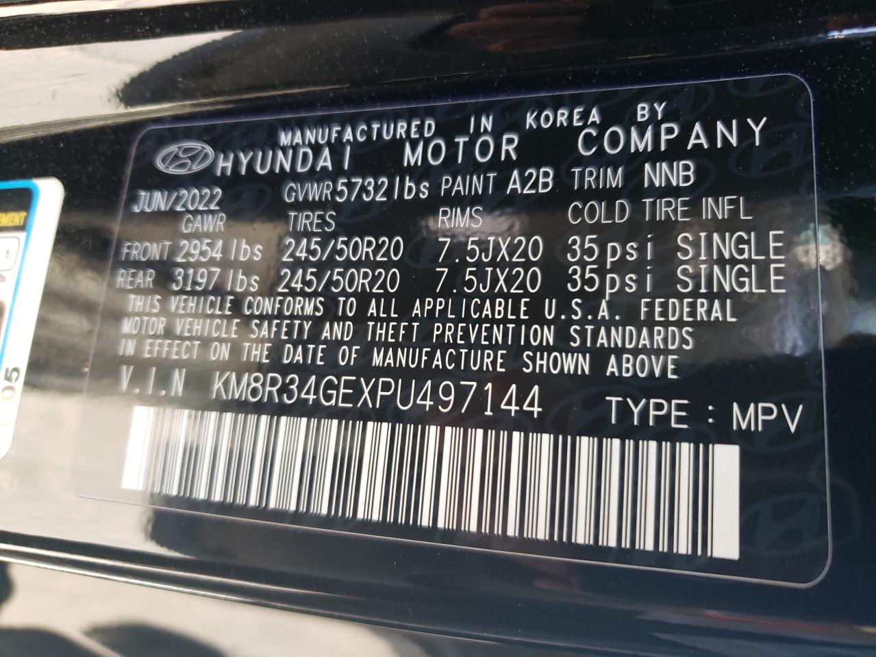 2023 HYUNDAI PALISADE XRT VIN:KM8R34GEXPU497144