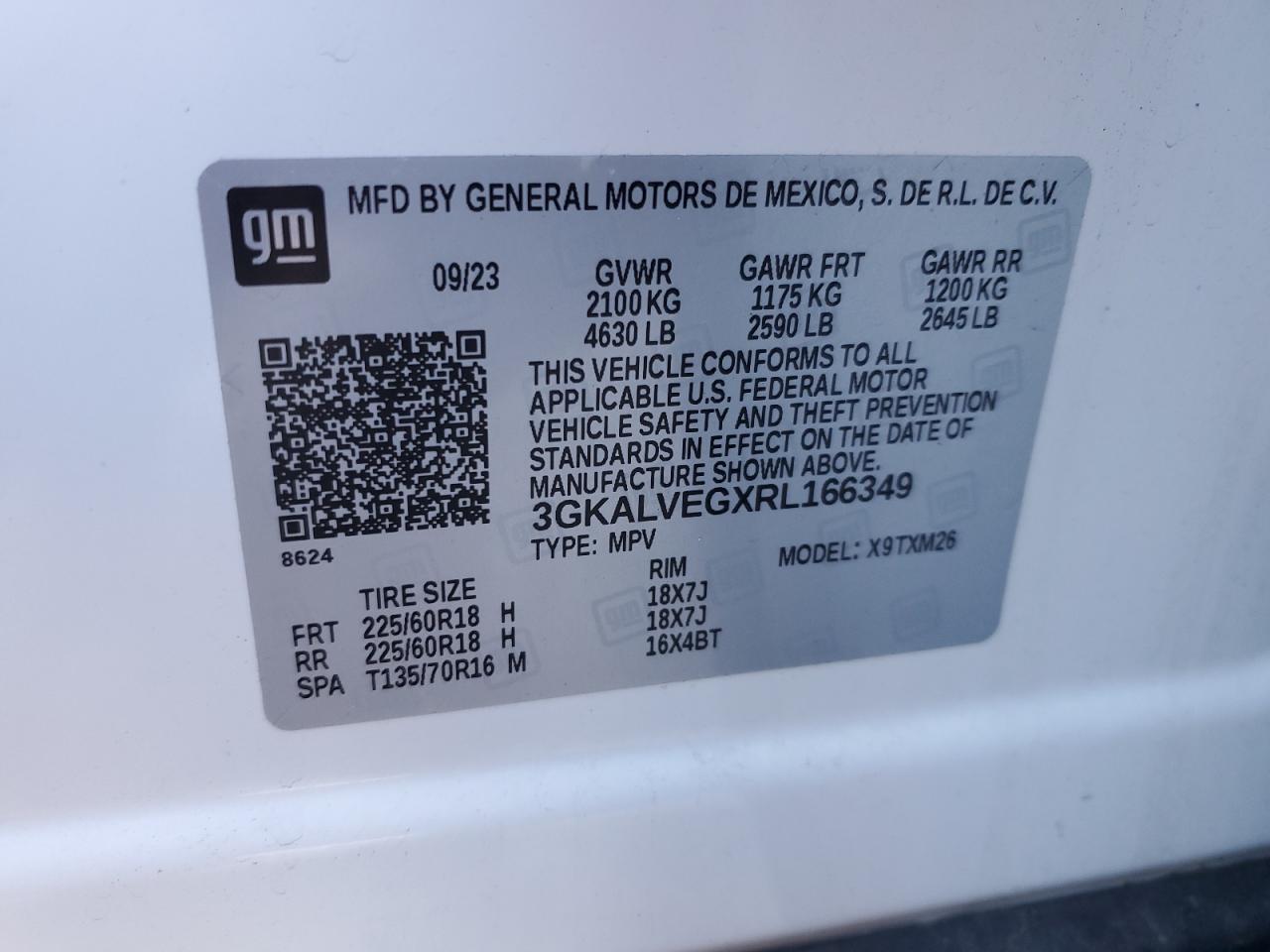 2024 GMC TERRAIN SLT VIN:3GKALVEGXRL166349