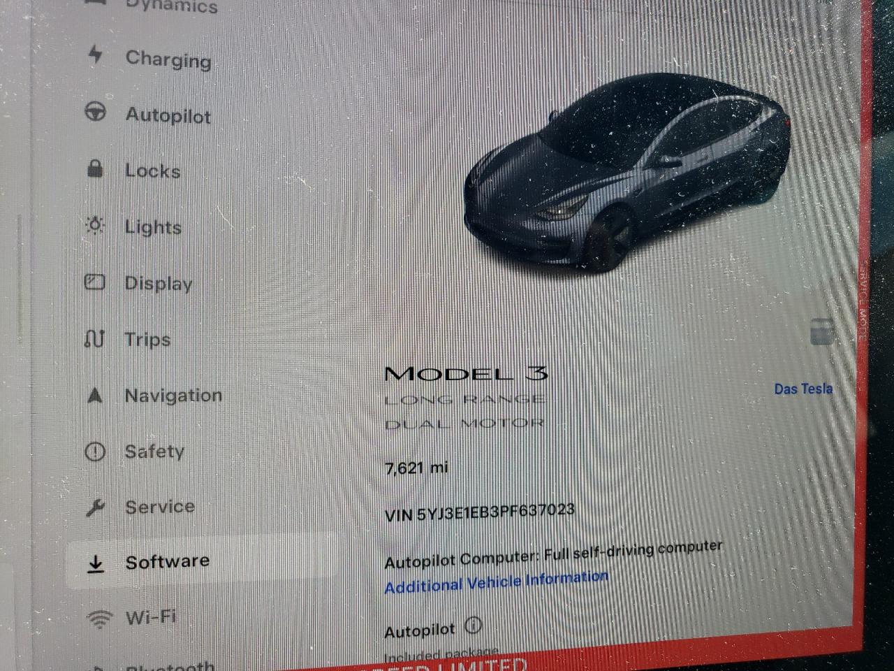 2023 TESLA MODEL 3  VIN:5YJ3E1EB3PF637023