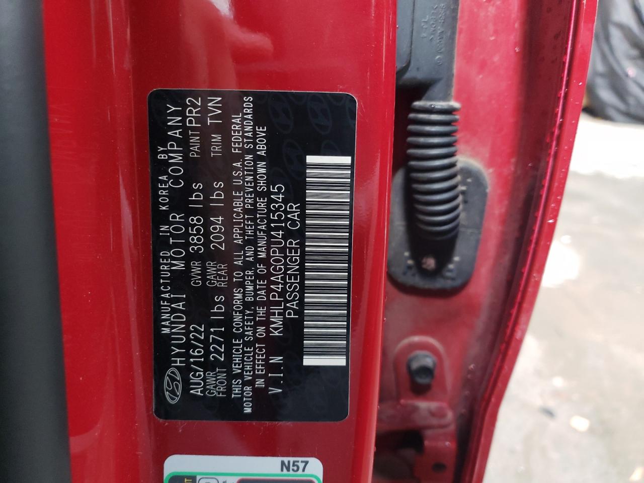 2023 HYUNDAI ELANTRA LIMITED VIN:KMHLP4AG0PU415345