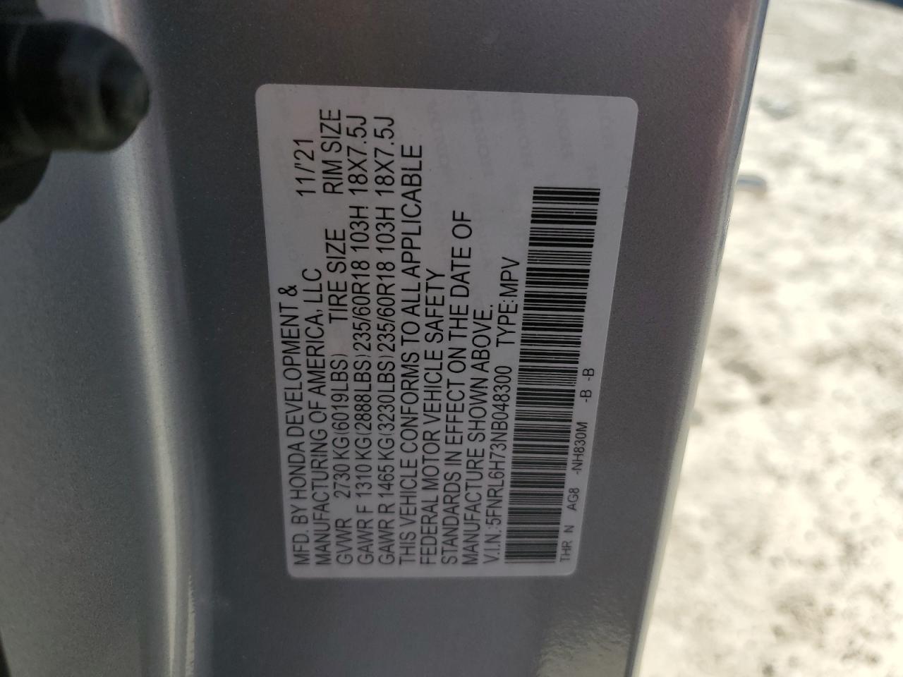 2022 HONDA ODYSSEY EXL VIN:5FNRL6H73NB048300