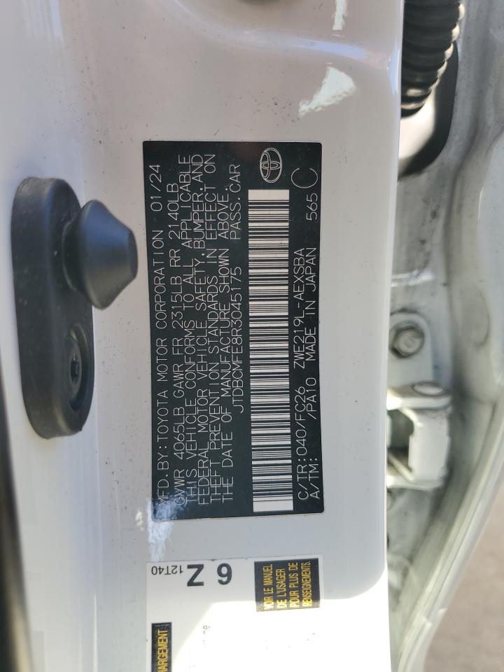 2024 TOYOTA COROLLA LE VIN:JTDBCMFE8R3045175