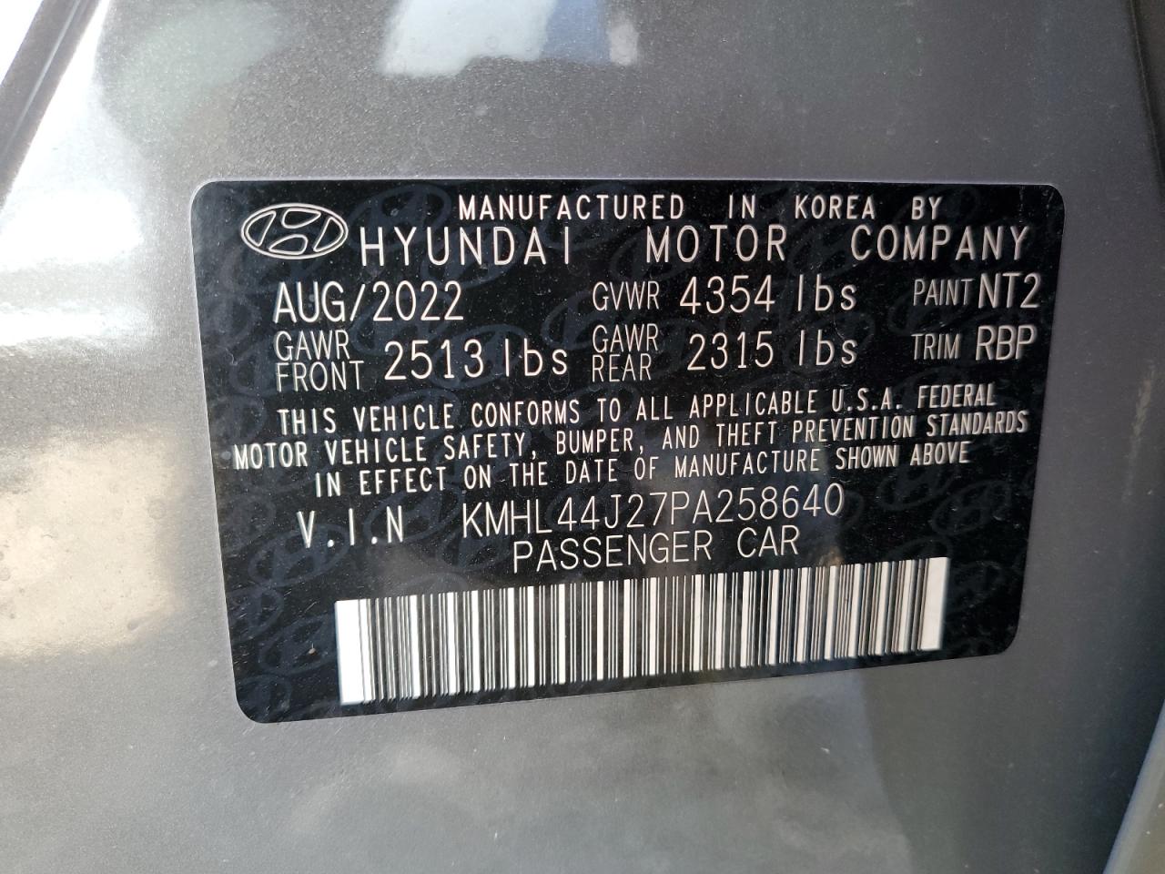 2023 HYUNDAI SONATA SEL PLUS VIN:KMHL44J27PA258640