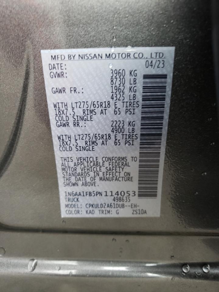 2023 NISSAN TITAN XD SV VIN:1N6AA1FB5PN114053