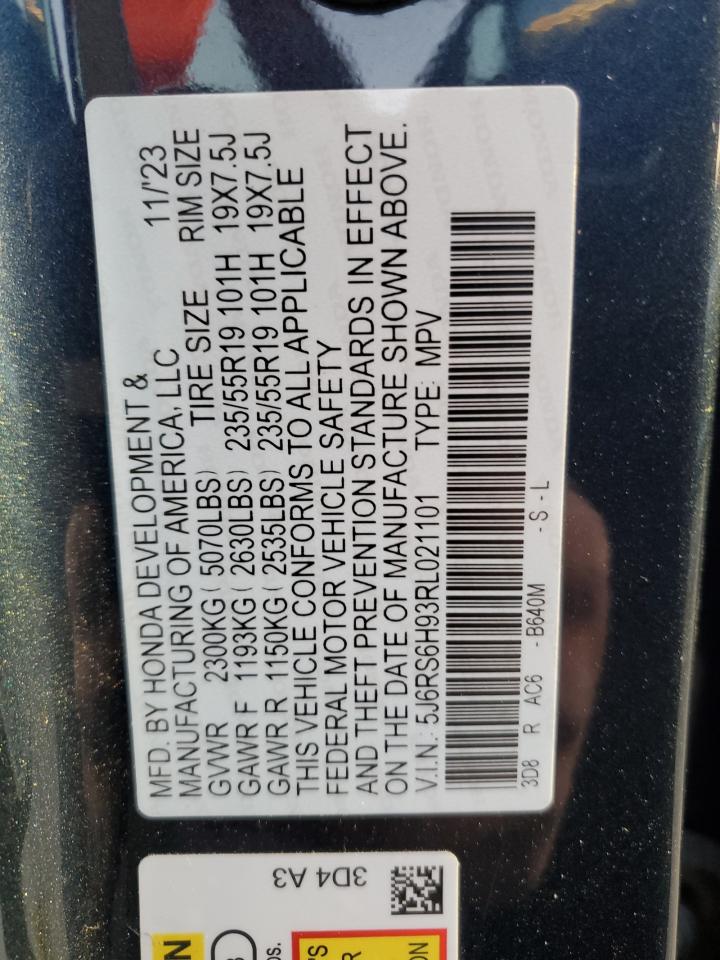 2024 HONDA CR-V SPORT TOURING VIN:5J6RS6H93RL021101